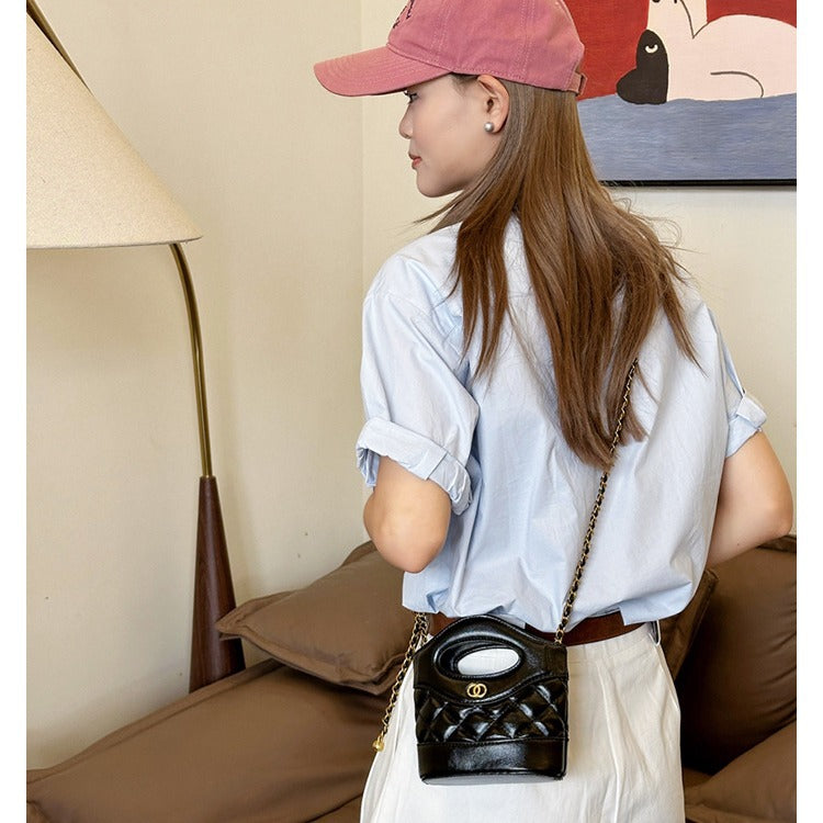 Small gold ball diamond chain bag